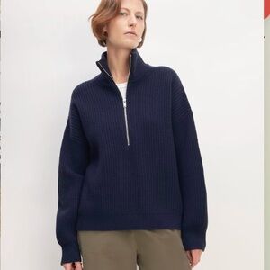 Everlane Navy Half-Zip Sweater